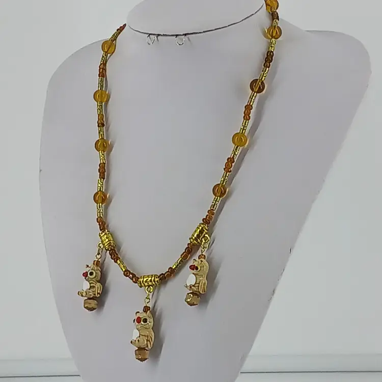 Handmade Lampwork Owl Beaded Necklace