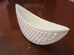Fenton White Milk Glass Hobnail Crescent Planter 10"
