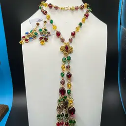 Dwayne Duvall Signed Necklace 28” Long& 7” Drop & Complimentary Styled Pierced Earrings