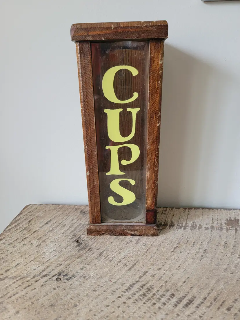 Vintage Wood Cup Dispenser