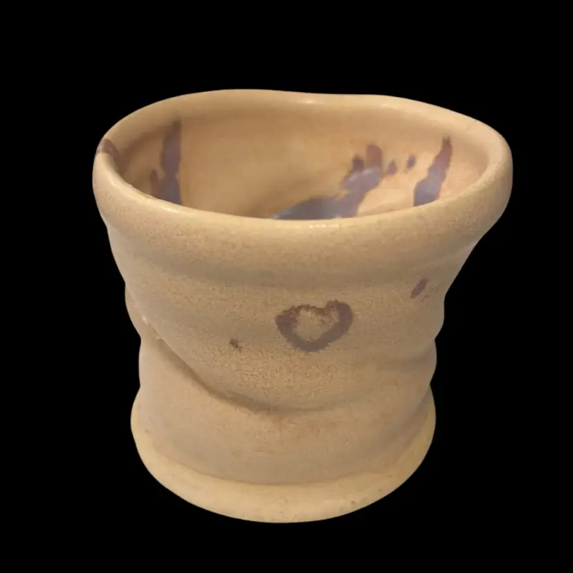 Studio Pottery Vessel Beige & Lavender | 3”