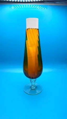 Vintage Amber Swung Glass Vase Clear Foot Twisted Stem MCM Mid Century 10"