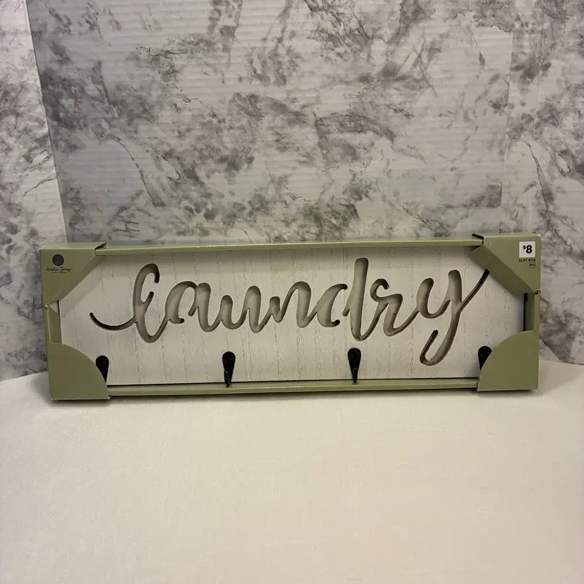 Laundry Sign W/ Hooks