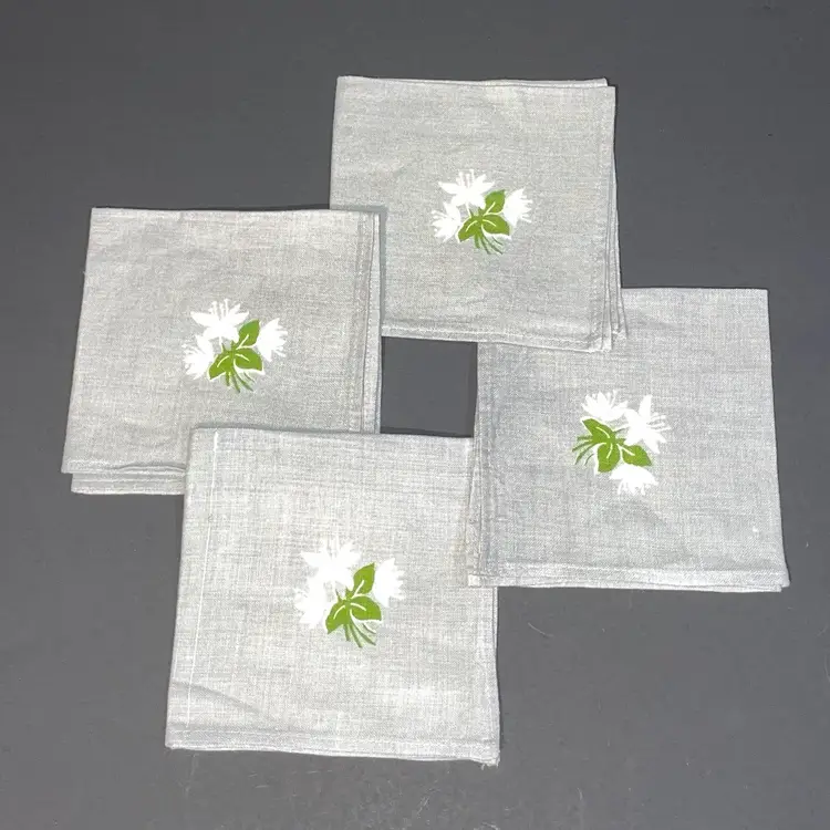 Gray Vintage Hankies (set Of 4) 10” Square - Handkerchief