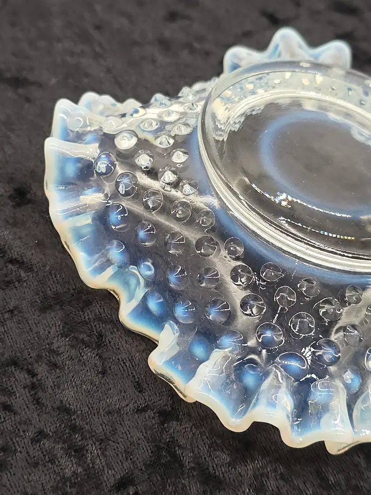 Fenton Light Blue Opalescent Ruffled Candy Dish 5"
