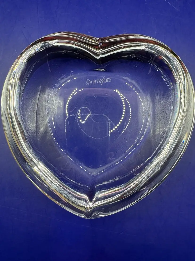 Orrefors Crystal Heart Shaped Paperweight