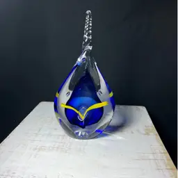 Polish Glass Tear Drop Paperweight Signed Adam Jablonski