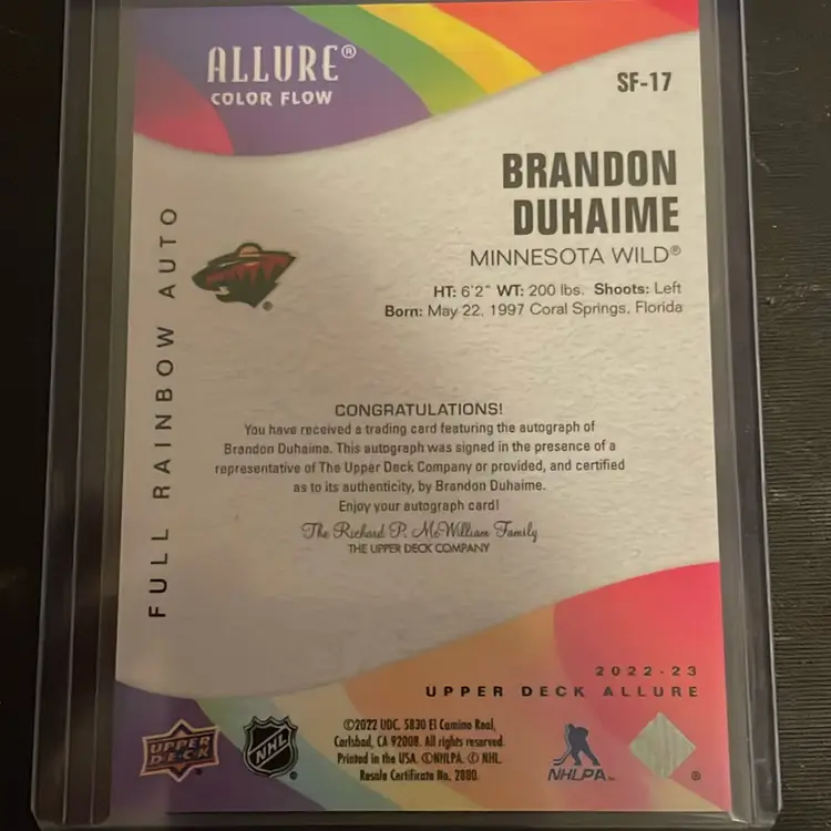 Brandon Duhaime Full Rainbow Auto