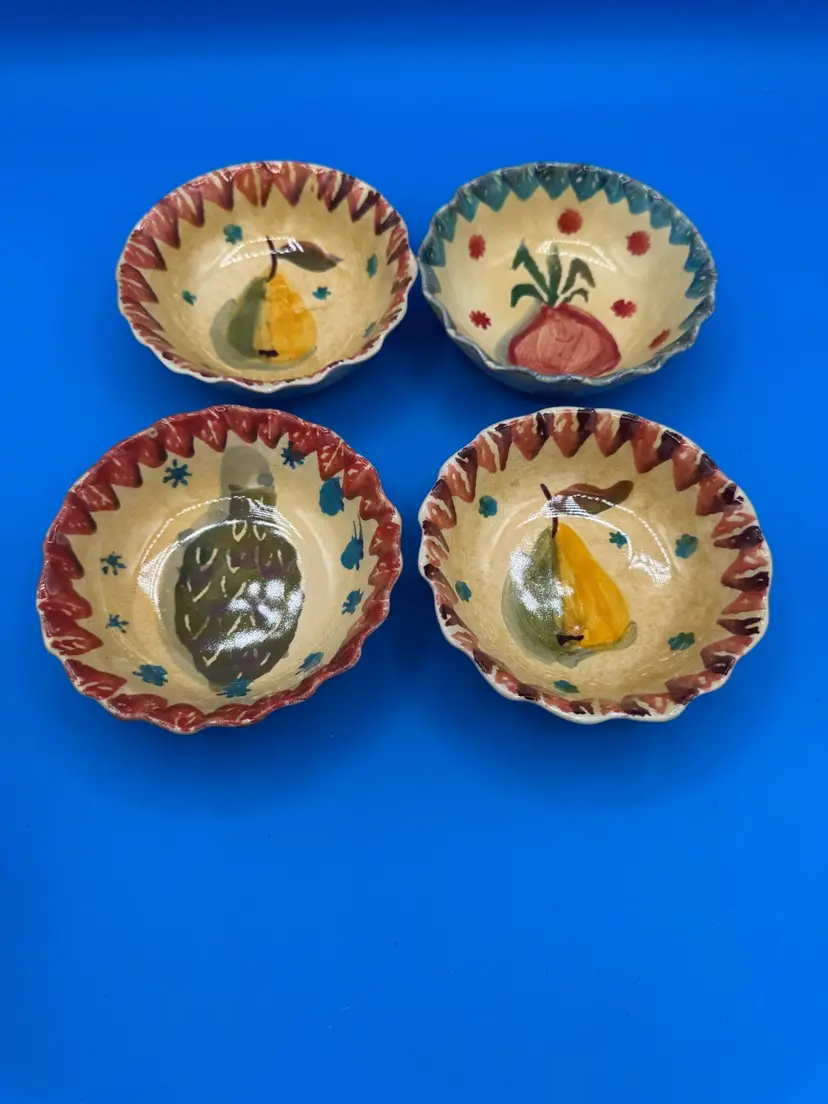 Italian Made Small Pottery Bowls Hand-Painted Vintage Stamped Italy