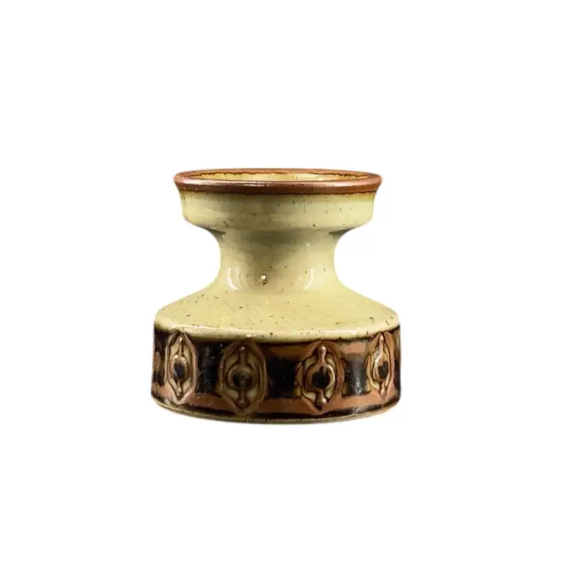 Vintage Pottery Candle Holder Stoneware MCM Danish By Knabstrup Keramik 1960s -1970s