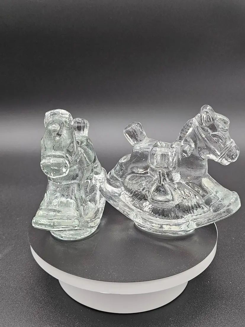 Crystal Rocking Horse Candle Holder Set Of 2~Henriksen Imports of San Francisco