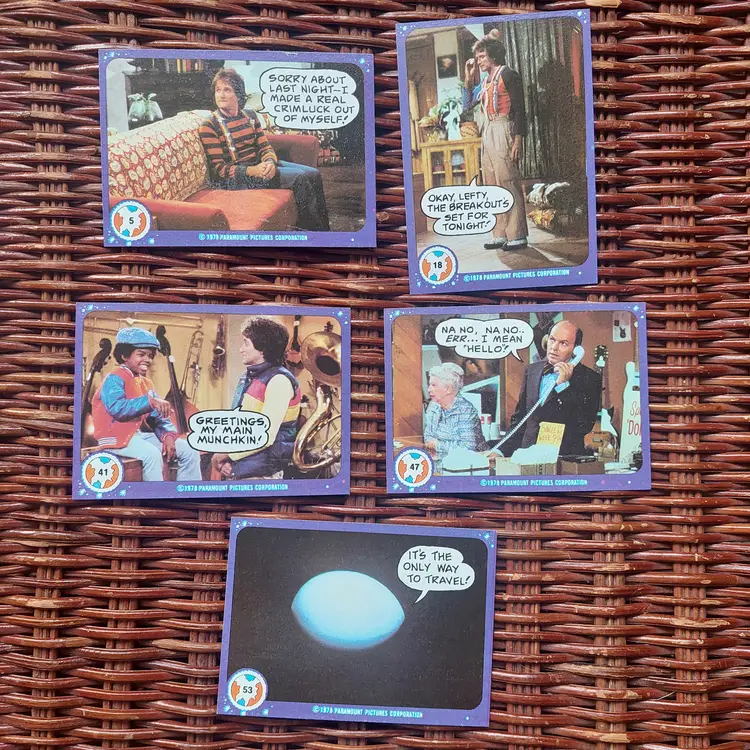 Lot of 10 Mork and Mindy cards, plus 1 sticker. (E)