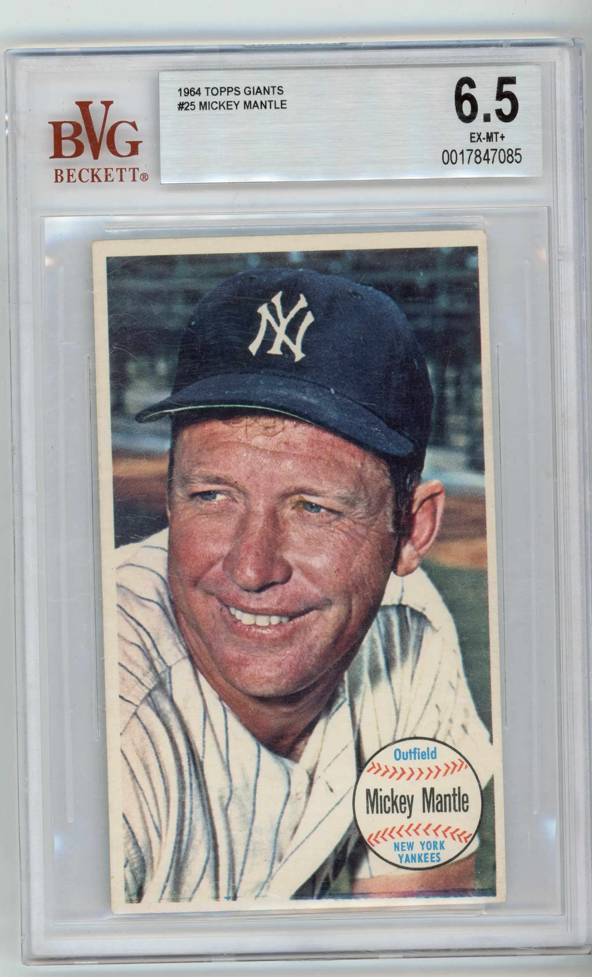 1964 Topps Giants MICKEY MANTLE #25 YANKEES HOF BGS 6.5 EX-MT+