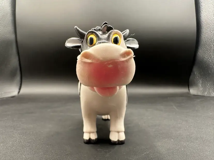 Vintage JaRu Rubber Derpy Cow Figurine 5”L