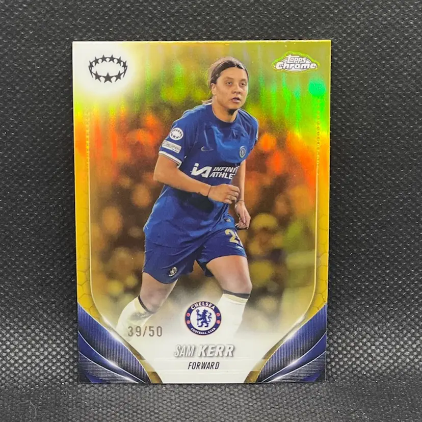 Sam Kerr 2023/24 Topps Chrome UEFA Women Gold /50 Chelsea Soccer Card