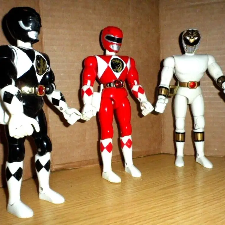 Lot of 3 BANDAI 1993 Vintage POWER RANGERS Red White & Black Figures 8”