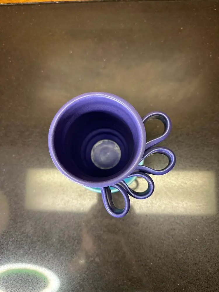 Aria Finch Studios Pottery Purple Real Blue Drip Toothbrush Holder