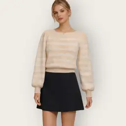 Vintage Cream 55% WOOL 25% ANGORA Fluffy Sweater By MICHELE STUART M 12 Preppy