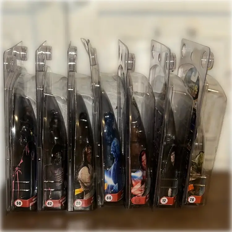 Lot Of Seven Star Wars, Revenge Of The Sith Action Figures With Clear Protector Cases, see pictures and description