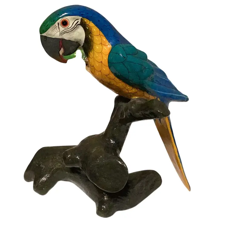 Paper Mache Parrot Signed Ernesto Lopez 8.5” T X 8” W