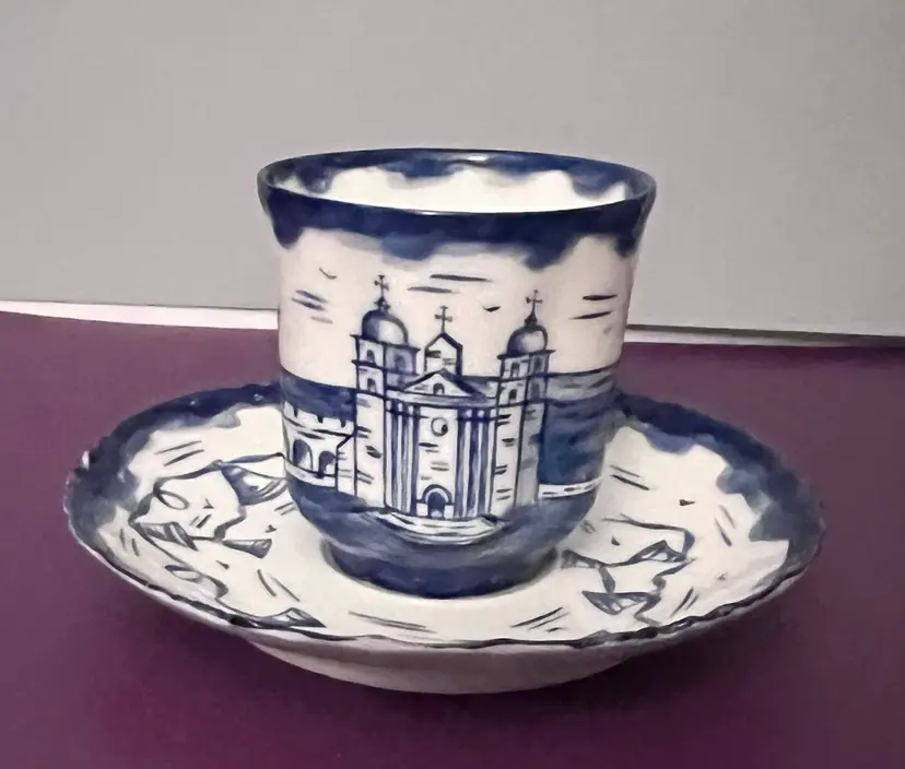 Vintage Haviland Limoges Santa Barbara Mission CA Demitasse Cup And Saucer