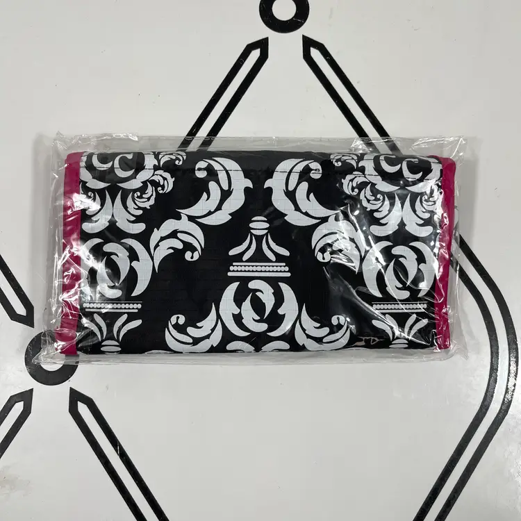 3-Compartment Wallet Clear Travel Reseller Money Organizer Damask Pink