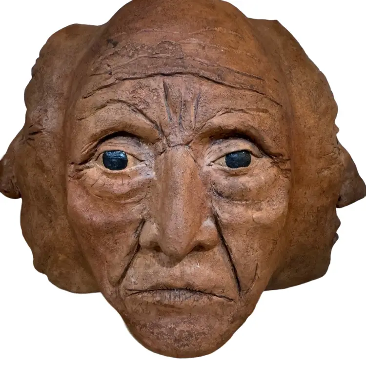 Itty Bitty Lakes Studio Native American Faces Pot by artist Robert Parker