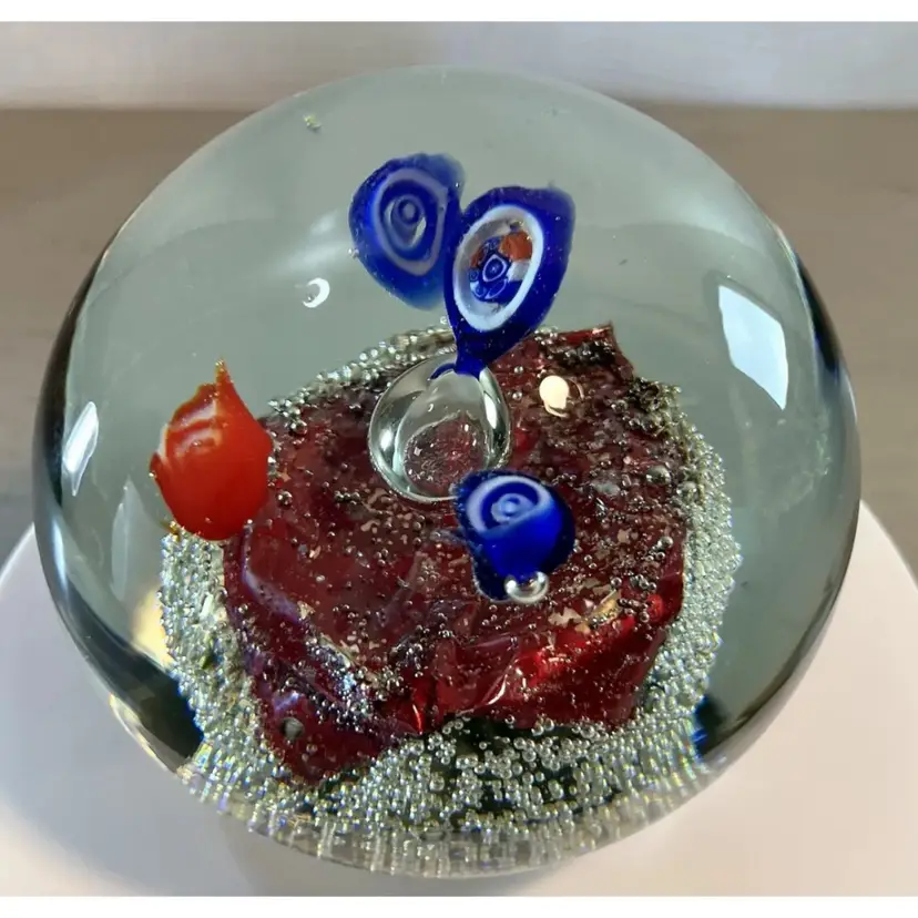 Vintage 1940’s Art Glass Millefiori Paperweight Handmade, Unbranded