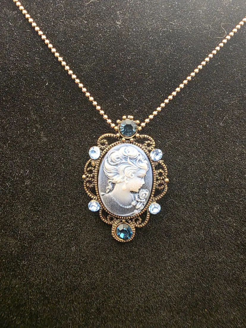 Blue CAMEO pin and pendant