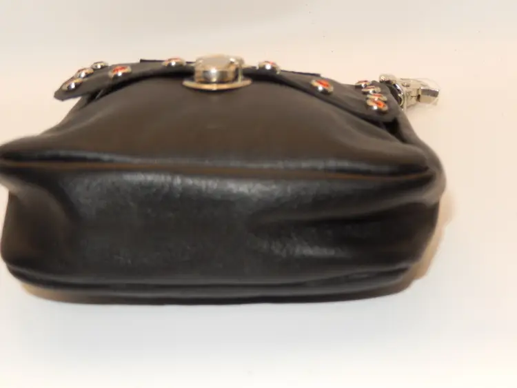 Black Leather Hip Purse / Bag