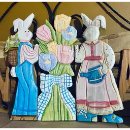 Vintage hand carved bunnies