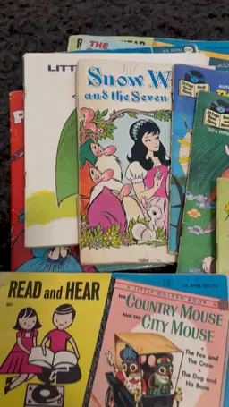 Lot Of 15 45 RPM Children Records With Story Book Read-A-Long