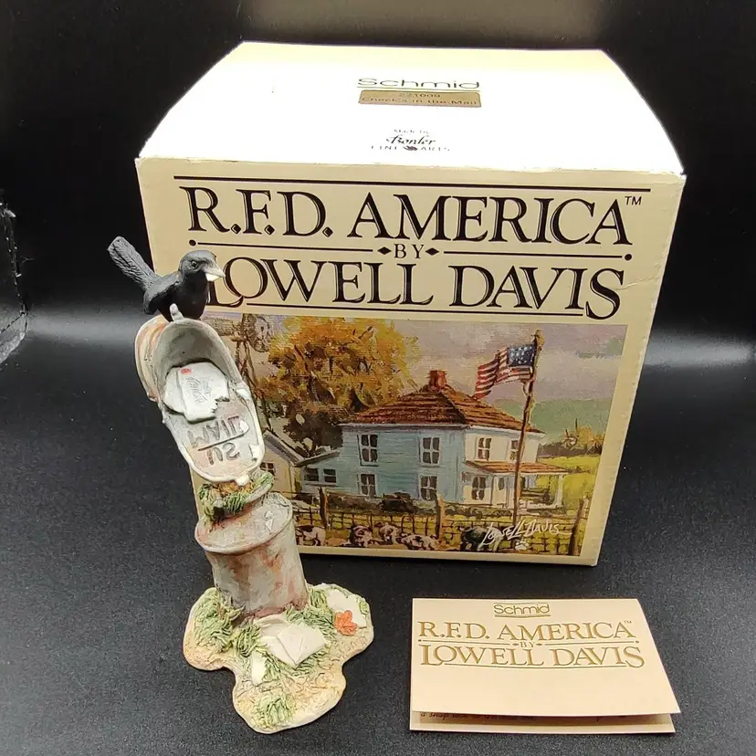 Vtg Schmid Lowell Davis "The Checks In The Mail" Resin Bird Figurine