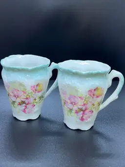 Vintage Floral Porcelain Teacup Set of 2