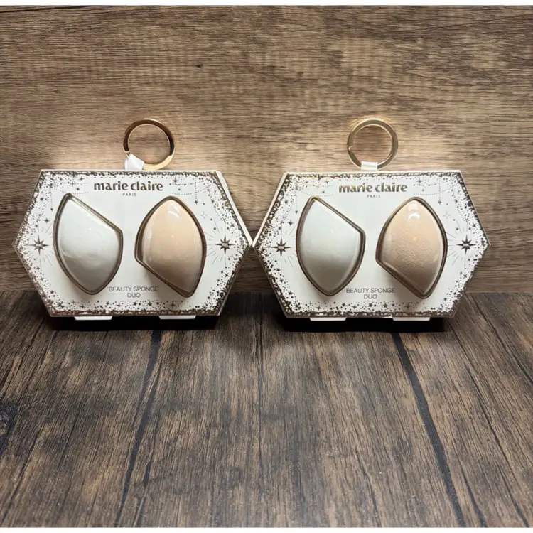 Marie Claire Paris Beauty Sponge Duo Makeup Blender Set New Sealed Set Of 2