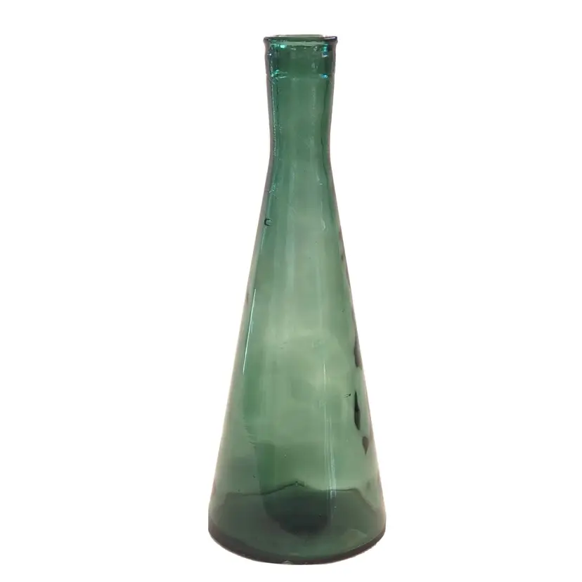 Pressed Glass Bud Vase Dark Emerald Green 11 1/4" tall Mid-Century Vintage READ
