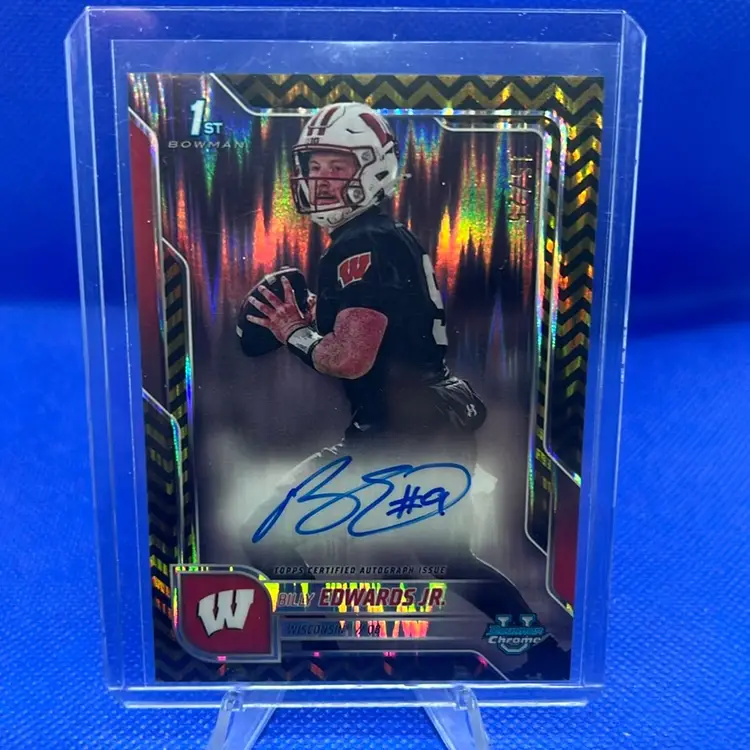 Billy Edwards Jr. 2025 Bowman Chrome U Black & Gold Stealth Auto /25 Wisconsin Badgers