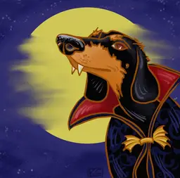 MADE BY ME: 8x8 Archival Print Of My Digital Artwork- “ Count Doxie” Dachshund. Halloween Or Every Day Wall Art. Great For Gallery Wall. Created On My iPad Using Procreate - Not AI.