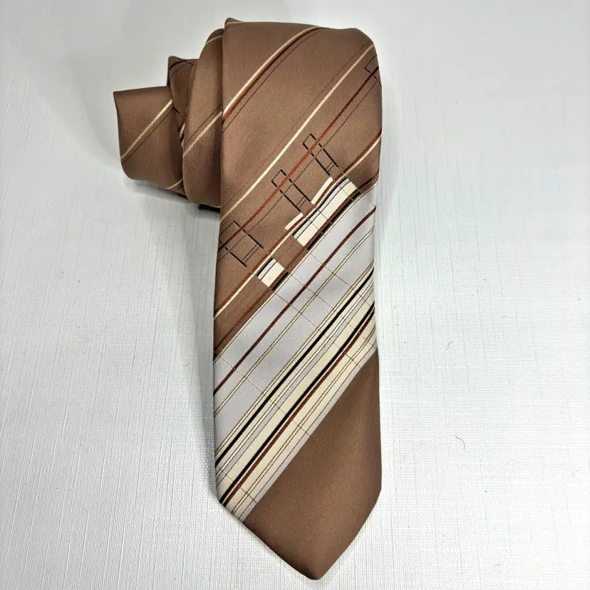 1970s Dartmouth Clothes Neck Tie Vintage Grandpa Abstract Geometric Polyester
