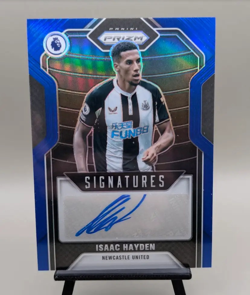 Isaac Hayden 2021-22 Panini Prizm Premier League Blue Signatures #S-IH - Newcastle United - (152-454)