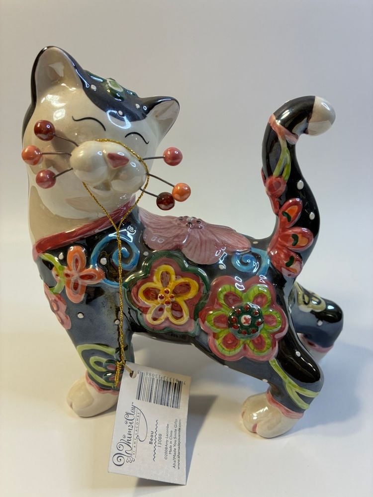 Whimsiclay By Amy Lacombe Cat “Beau”  6.25” 6.5”