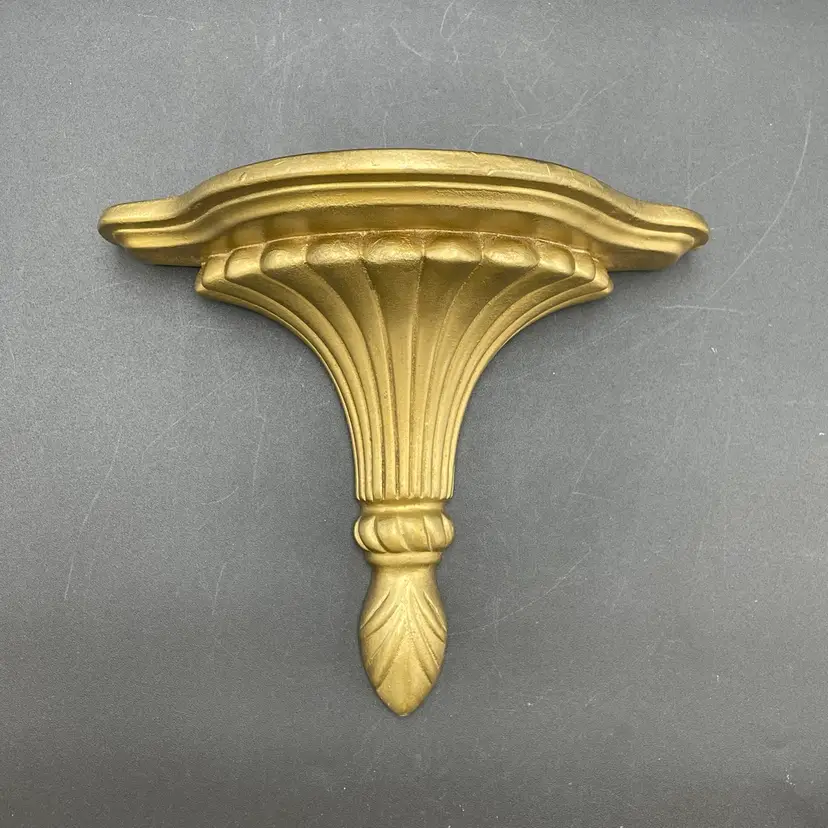 Hollywood Regency Style Gold Florentine Wall Shelf Plaster Chalkware Vintage