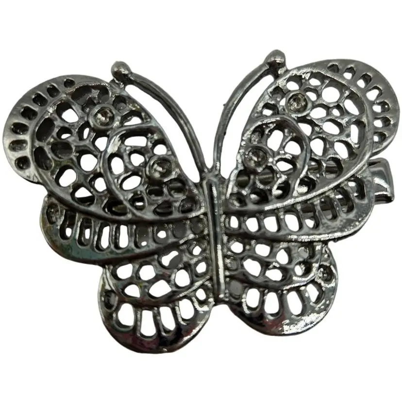 Elegant Silver Butterfly Hair Clip Barrette