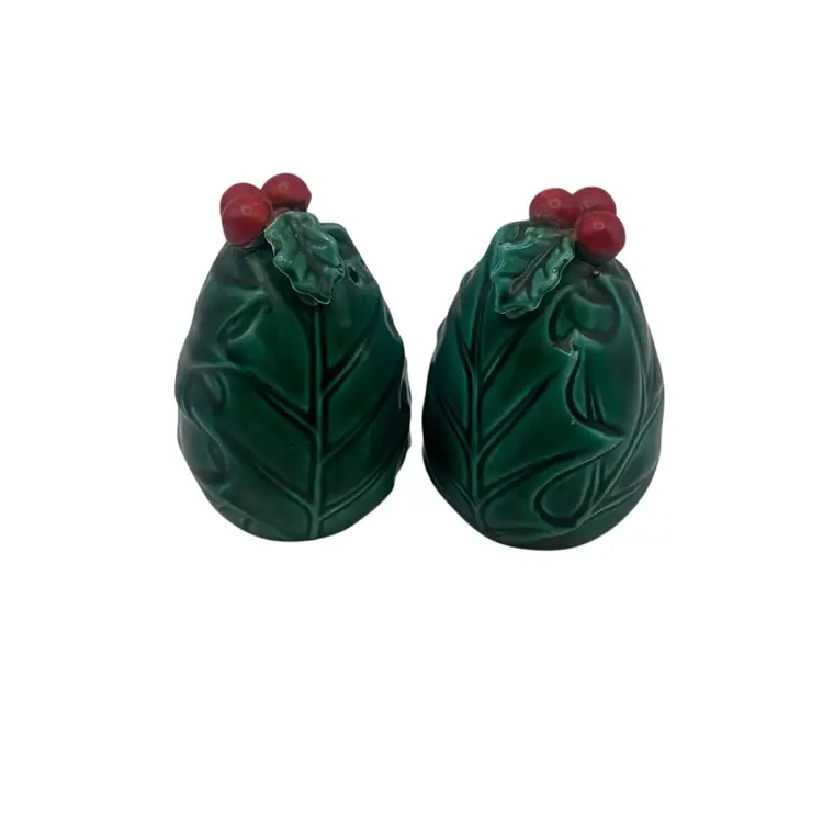 Vintage Lefton Holly And Berry Salt And Pepper Shakers, 3” Tall