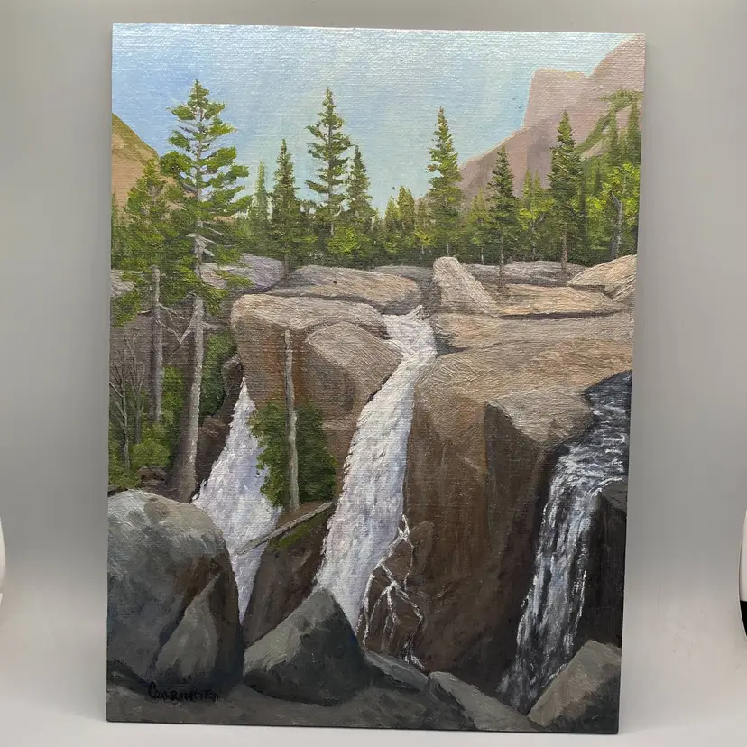 Unframed Original Oil Painting Three Chutes Yosemite 9x12