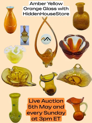 Amber Yellow Orange Glass Sundays 3pm ET With HiddenHouseStore
