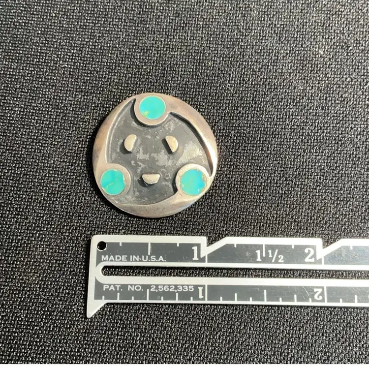 Vintage Abstract Sterling Turquoise Brooch Southwestern