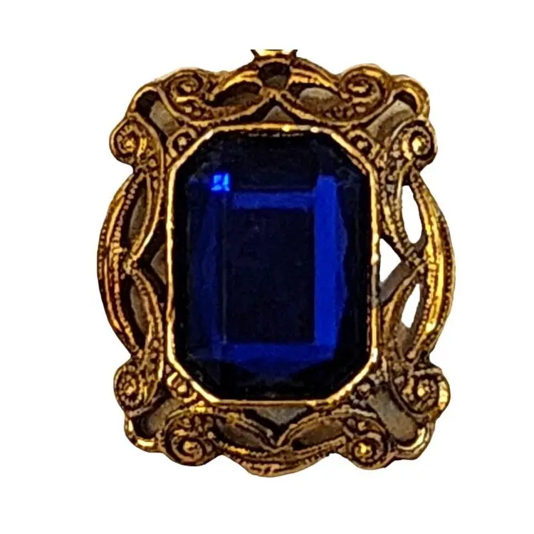 BLUE STONE ART DECO BAR PIN