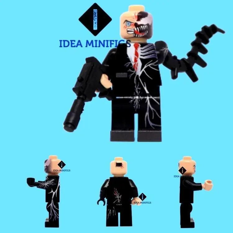 Custom UV Printed Venom Hitman Codename Agent 47 Hybrid - Model Built of LEGO Minifigure Bricks