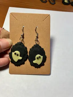 Handmade Polymer Clay Ghost Earrings